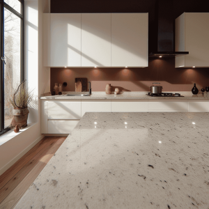 Plan de travail granit blanc ornemental