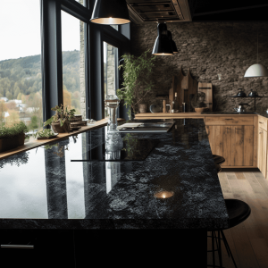 Plan de travail granit-bleu perle