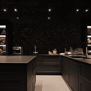 Plan de travail granit noir galaxy