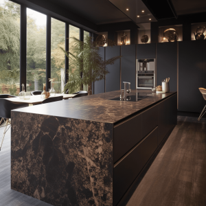 Plan de travail marbre empereur dore