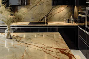 Plan de travail marbre foret tropicale