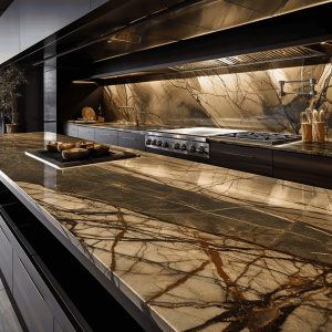 Plan de travail marbre foret tropicale