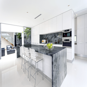 Plan travail quartz aquatique