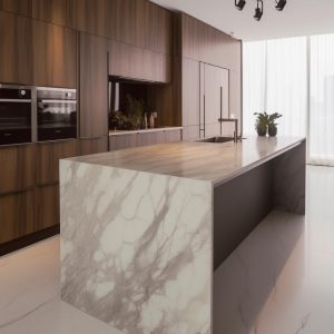 Plan de Travail Cuisine Quartz Calacatta Clara