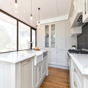 Plan de Travail Cuisine Quartz Vena Staturio Blanc