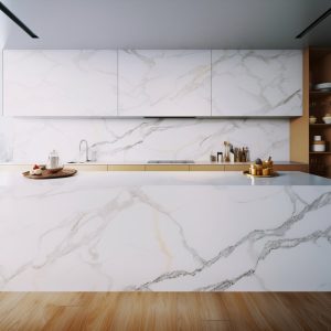 Plan de Travail Cuisine Quartz Calacatta Bolina
