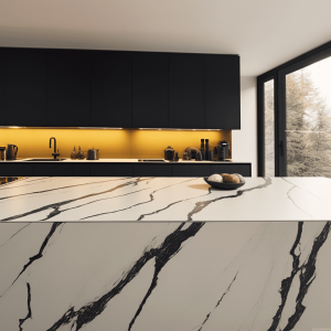Plan de Travail Quartz Noir Calacatta Unqiue Noir