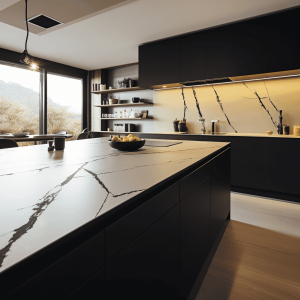Plan de Travail Quartz Noir Calacatta Unqiue Noir