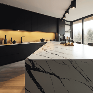Plan de Travail Quartz Noir Calacatta Unqiue Noir