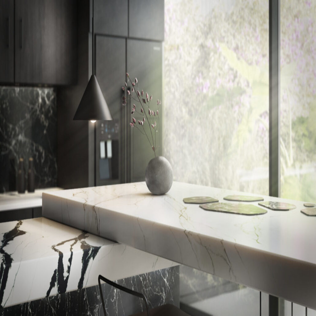 Plan de Travail Quartz Noir – “Calacatta Unique Noir” 16