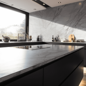 Plan de cuisine marbre blanc joie