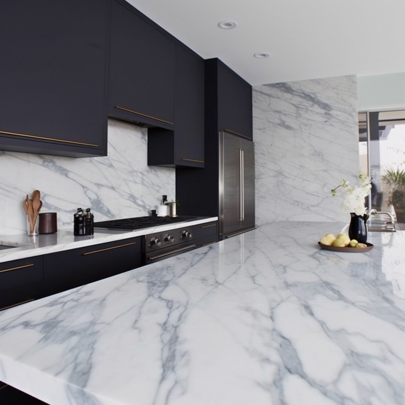 Plan de Travail en Marbre "Arabescato" pour la Cuisine - MPC