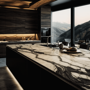 Plan de travail marbre blanc or