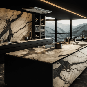 Plan de travail marbre blanc or