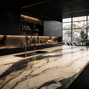 Plan de travail marbre blanc or