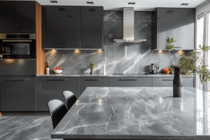Plan de travail marbre gris nuage