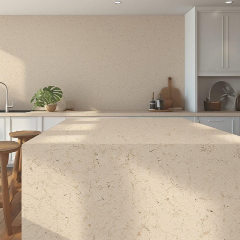 Plan de Travail Cuisine Quartz – “Birch Pental”