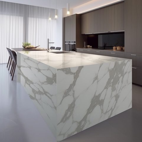 Plan de Travail Cuisine Quartz – “Calacatta Laza Grigio”