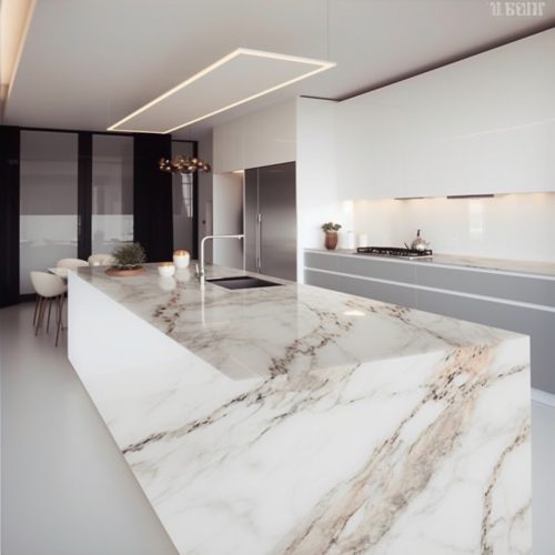 Plan de Travail en Marbre Blanc « Canne » 6
