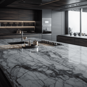plan de travail marbre blanc