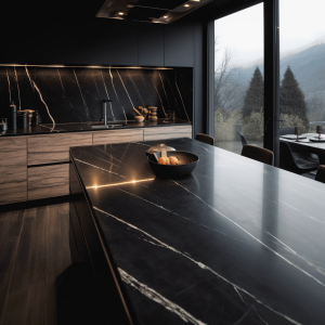 plan de travail marbre noir marquina