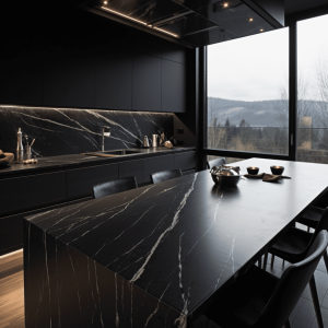 plan de travail marbre noir marquina