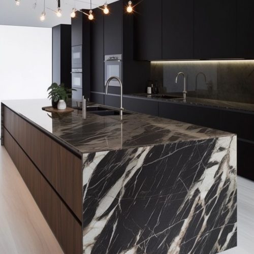 Plan de Travail en Marbre Noir “Marquina” 9