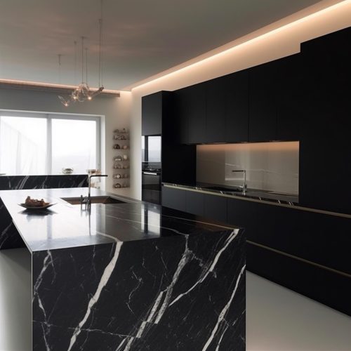 Plan de Travail en Marbre Noir “Marquina” 6