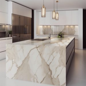 Plan de Travail Cuisine Blanc Quartz