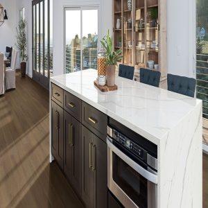 Plan de Travail Cuisine Blanc Quartz Calacatta Idilio