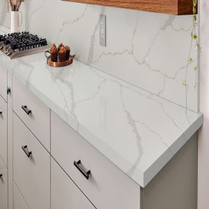Plan de Travail Cuisine Blanc Quartz Calacatta Idilio