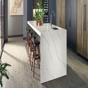 Plan de Travail Cuisine Blanc Quartz Calacatta Idilio