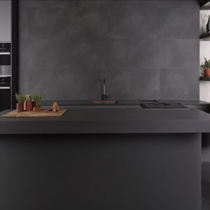 Plan de Travail Cuisine Noir Majesté Minuit Finition Béton