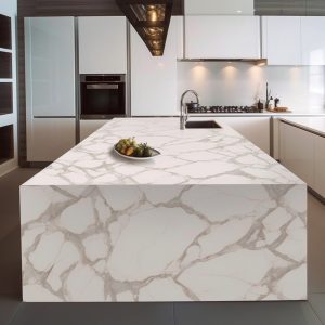 Plan de Travail Cuisine Quartz Calacatta Trento