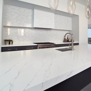Plan de Travail Cuisine Quartz Blanc Cashmere Carrara