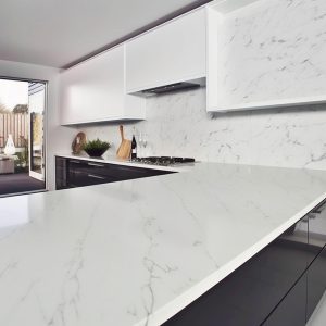Plan de Travail Cuisine Quartz Blanc Cashmere Carrara
