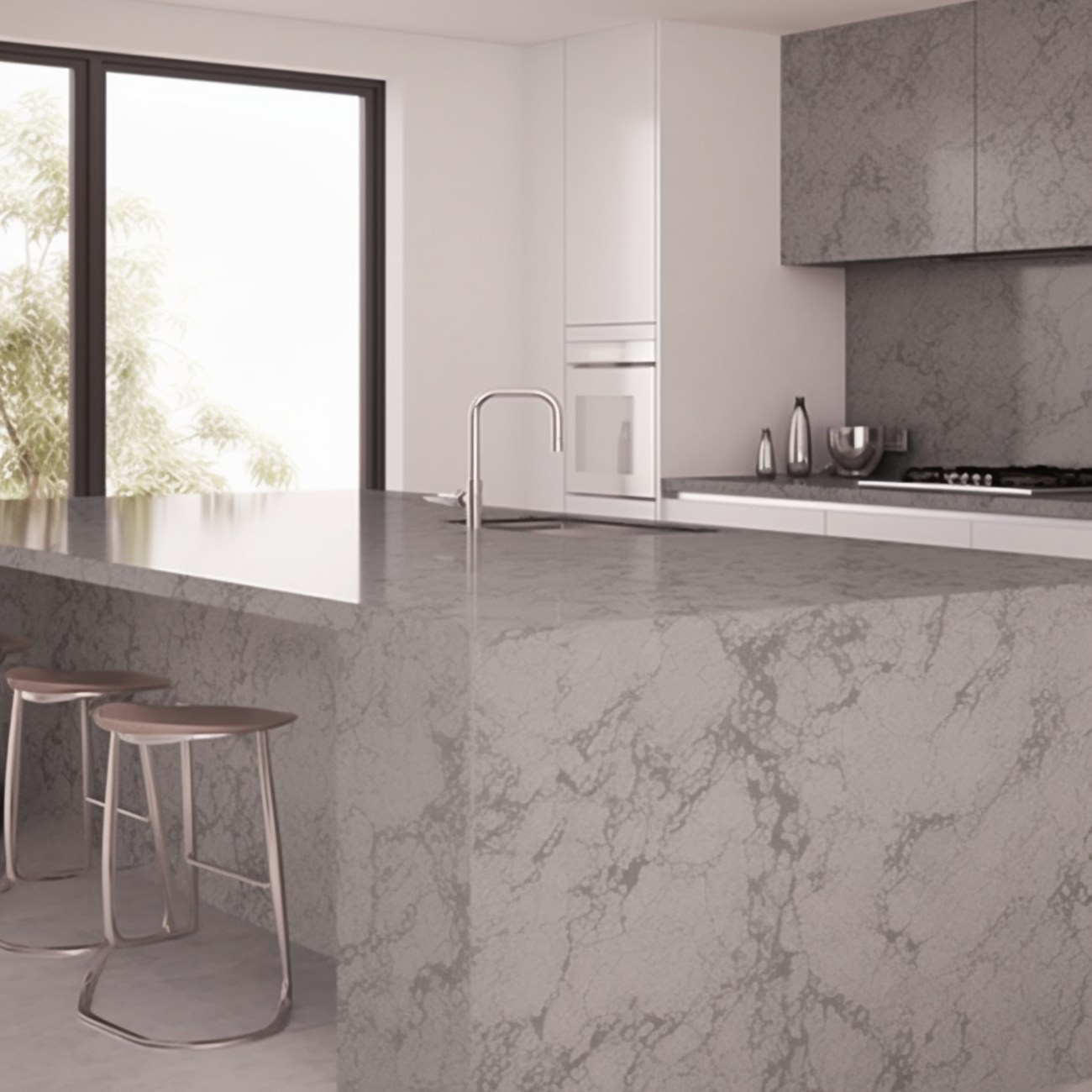 Plan de Travail Quartz – “Gris Turbine Caesarstone” 14