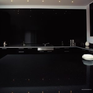 Plan de Travail Quartz Noir Etincelant