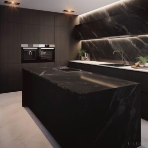 Plan de Travail Quartz Noir Etincelant