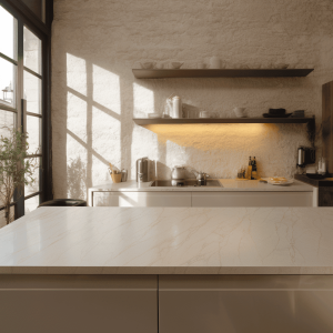 plan travail quartzite creme lumataj