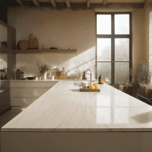 plan travail quartzite creme lumataj