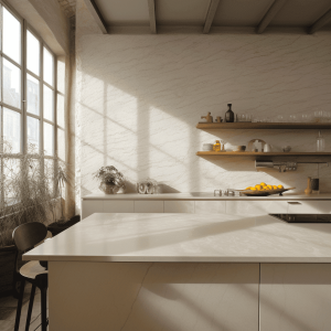 plan travail quartzite creme lumataj