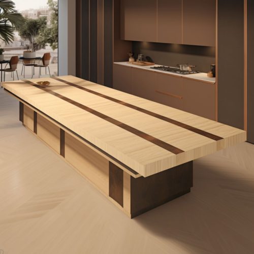 Plan de Travail en Bois Noble – “Érable avec 2 Lamelles de Noix” 10