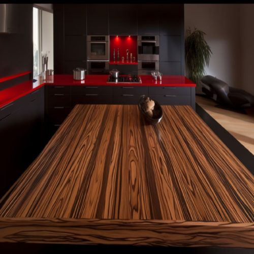 Plan de Travail en Bois de Zebra – “Zebrawood” 11
