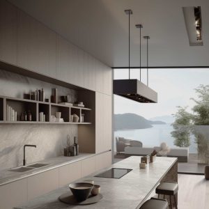 plan de travail de cuisine ceramique gris claire