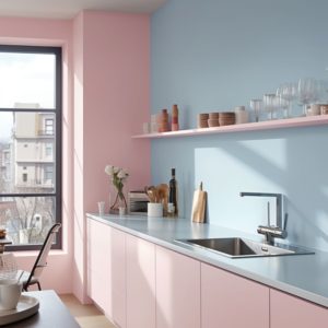 plan de cuisine corian bleu diamant