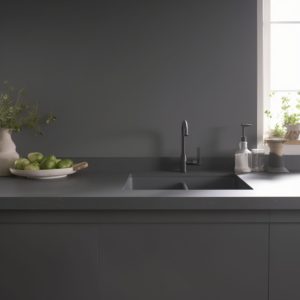 plan de cuisine corian gris profond