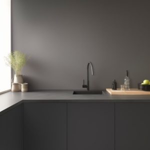 plan de cuisine corian gris profond