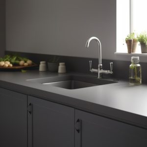 plan de cuisine corian gris profond