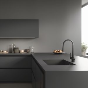 plan de cuisine corian gris profond